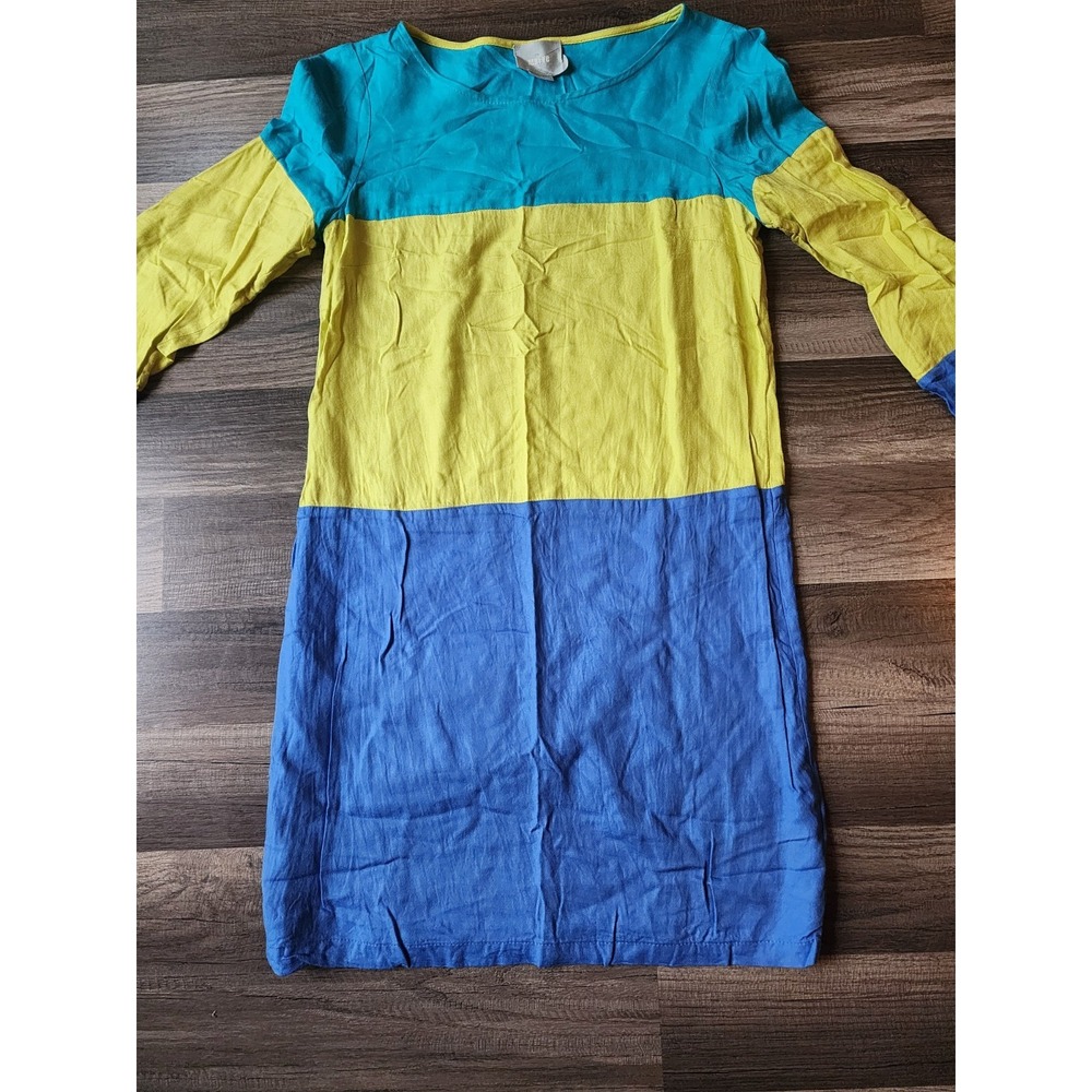 ANTHROPOLOGIE MAEVE 100% RAYON DRESS WOMENS SIZE 2 COLORBLOCK 3/4 SLEEVE - Picture 7 of 10